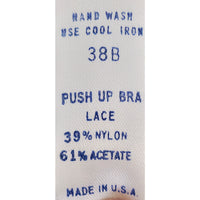 VINTAGE *PRISTINE* 1960's Women's White Lace Push-Up Bra w/Blue Flower Size 38B