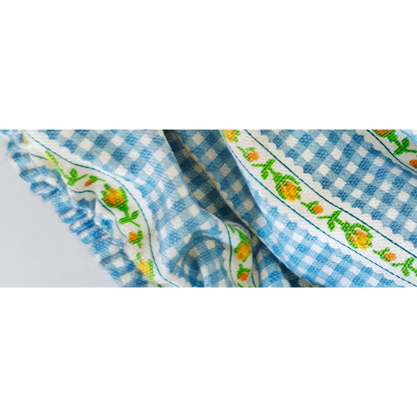 VINTAGE *NEW* 1950's Kids Swimsuit Blue & Green Checkered w/Flowers Size 5-6 USA