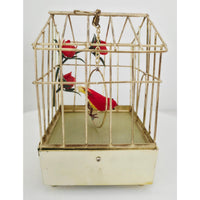VINTAGE *PRISTINE* 1960's Red Electronic Musical Bird in Cage Battery Operated