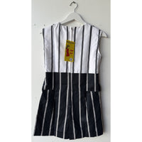 VINTAGE *NEW* 1960's Black/White Striped Waist Tie Romper Size 14 (Fits like 6-8)