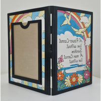 VINTAGE *NEW* 1960's Stained Glass Rememberance Folding Picture Frame C