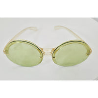 VINTAGE *PRISTINE* 1970's Glam Unisex Sunglasses Light Yellow Frame and Lens