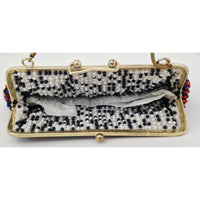 VINTAGE *NEW* 1960's Red and Blue Fancy Beaded Purse with Strap