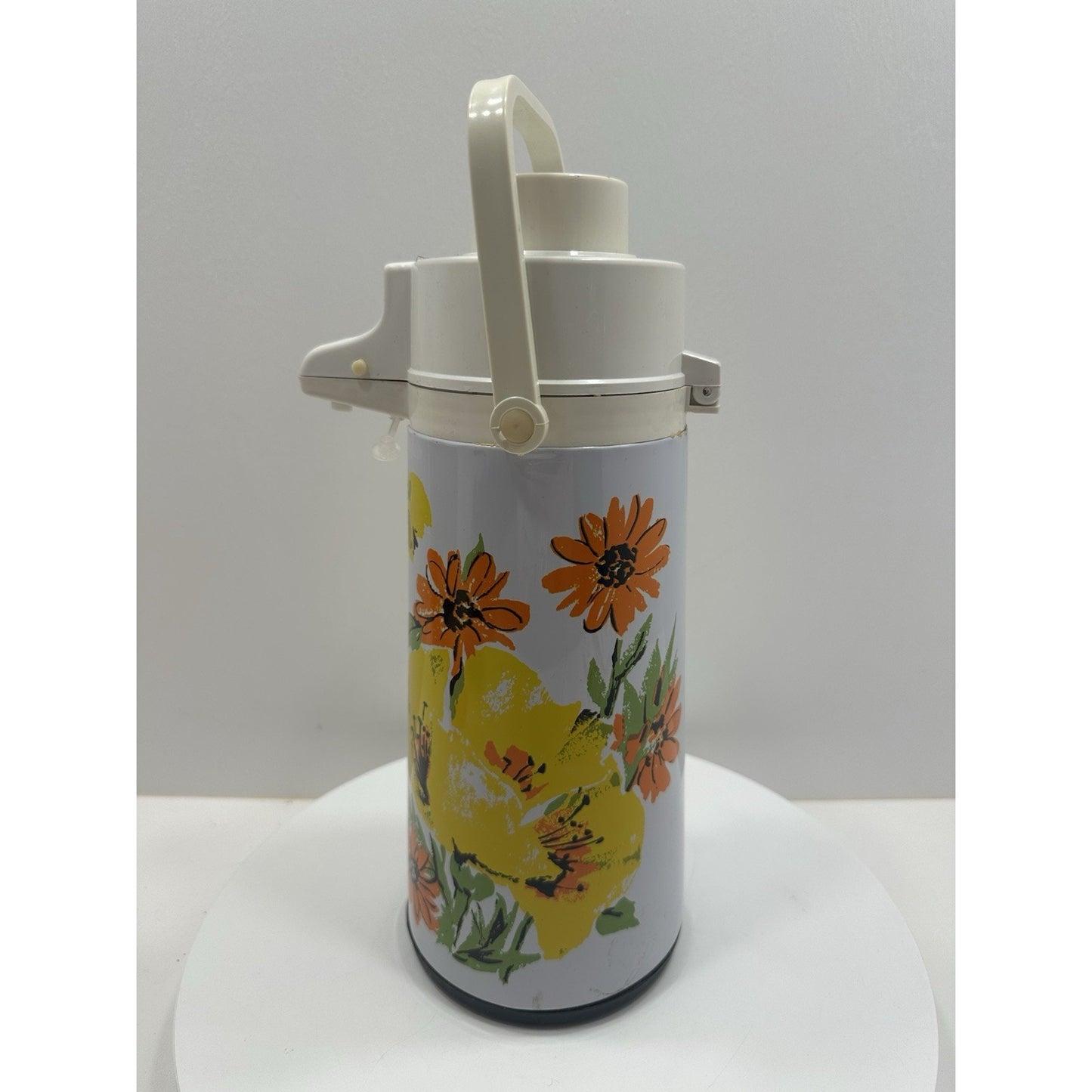 VINTAGE *NEW* 1970's Drink Dispenser w/Flowers Pumper Coffee Hot Cold Beverage