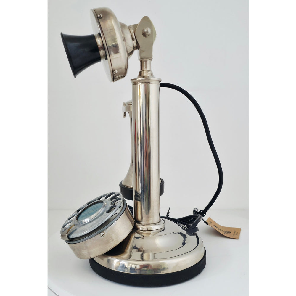 VINTAGE *PRISTINE* 1920's Art Thang Candlestick Rotary Spanish Telephone Restored