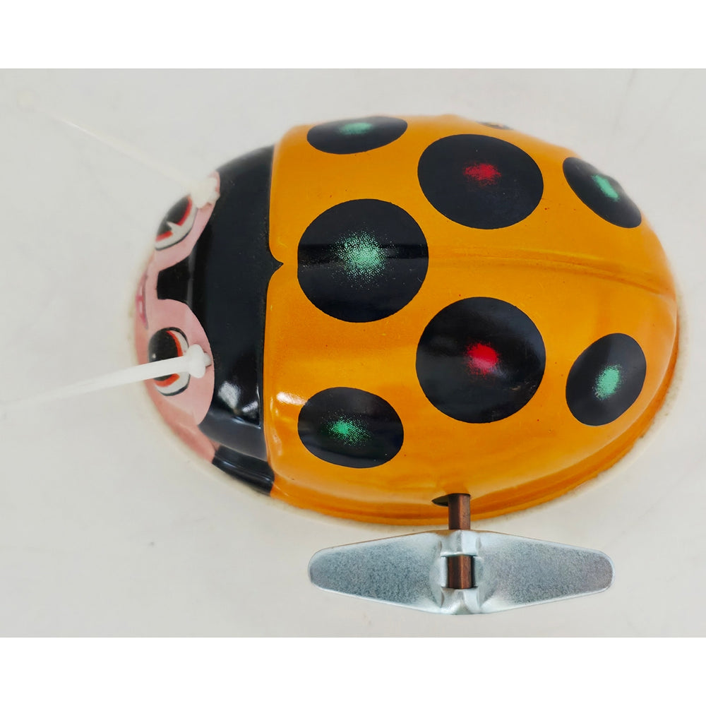 VINTAGE *NEW* 1960's K Lady Bug Wind-Up Metal Toy - Yellow