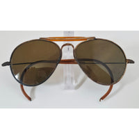 VINTAGE *PRISTINE* 1970's Brown Frame with Gray Lens Aviator Sunglasses