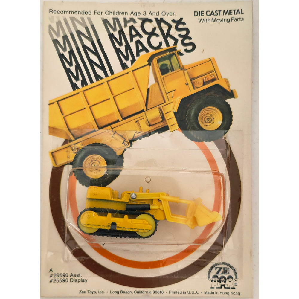 VINTAGE *NEW* 1981 Zee Mini Macks Die Cast Metal Yellow Full Track Excavator