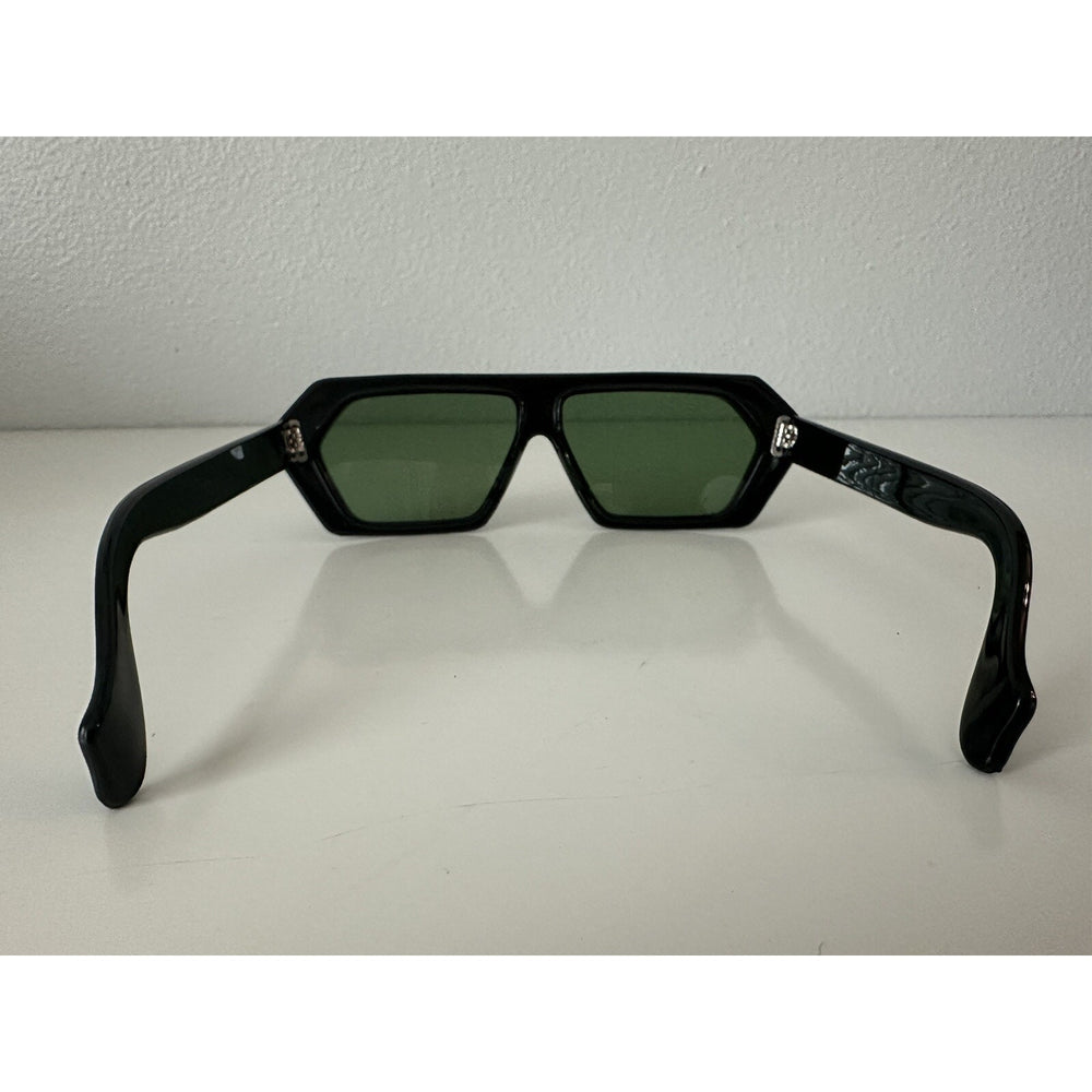 VINTAGE *NEW* 1970's Glam Unisex Sunglasses Black Hex Frame MINT