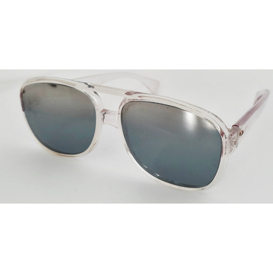 VINTAGE *NEW* 1970's Glam Unisex Sunglasses Clear Frame Gray Ombre Lens