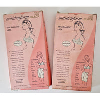 VINTAGE *NEW* 1970's Maidenform P7136 Tricolastic Lace Stretch Black Bra 38 B Set of 2