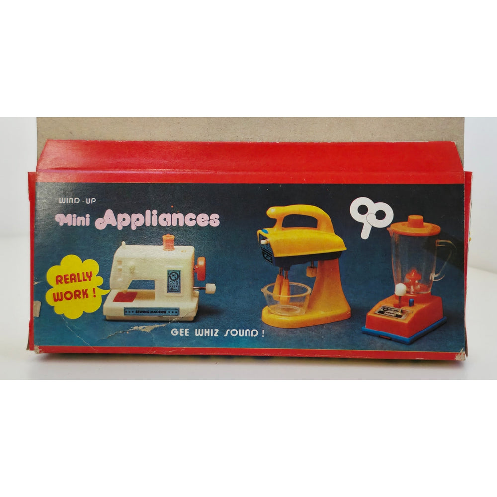 VINTAGE *NEW* 1970's Wind-Up Mini Appliances Toy Gee Wiz Sound! In Original Box