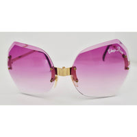 VINTAGE *NEW* 1970's Chrys Dior Gold Folding with Purple Lens Sunglasses & Case