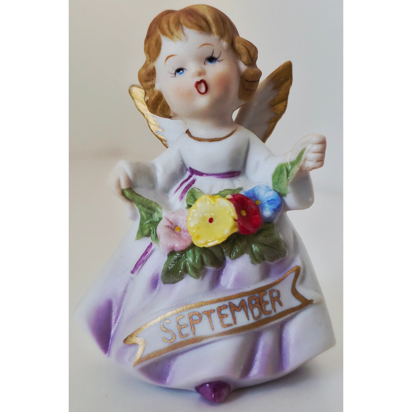 VINTAGE *NEW* 1960's September Girl Birthday Angel Figurine Porcelain 7C-42