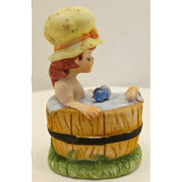 VINTAGE *NEW* 1960's Girl in Tub with Blue Bird - Figurine