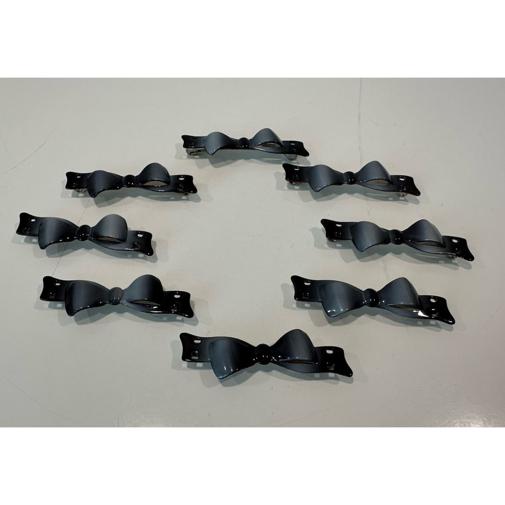 VINTAGE *NEW* 1970's Metal Bow Hair Clip Barrette Set of 8 Unused!
