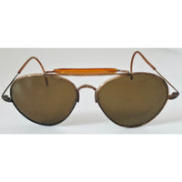 VINTAGE *PRISTINE* 1970's Brown Frame with Gray Lens Aviator Sunglasses
