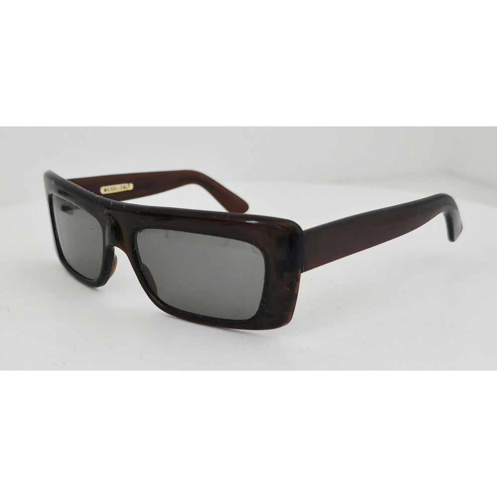 VINTAGE *NEW* 1970's Glam Unisex Brown Frame with Gray Lens Sunglasses Made in Italy