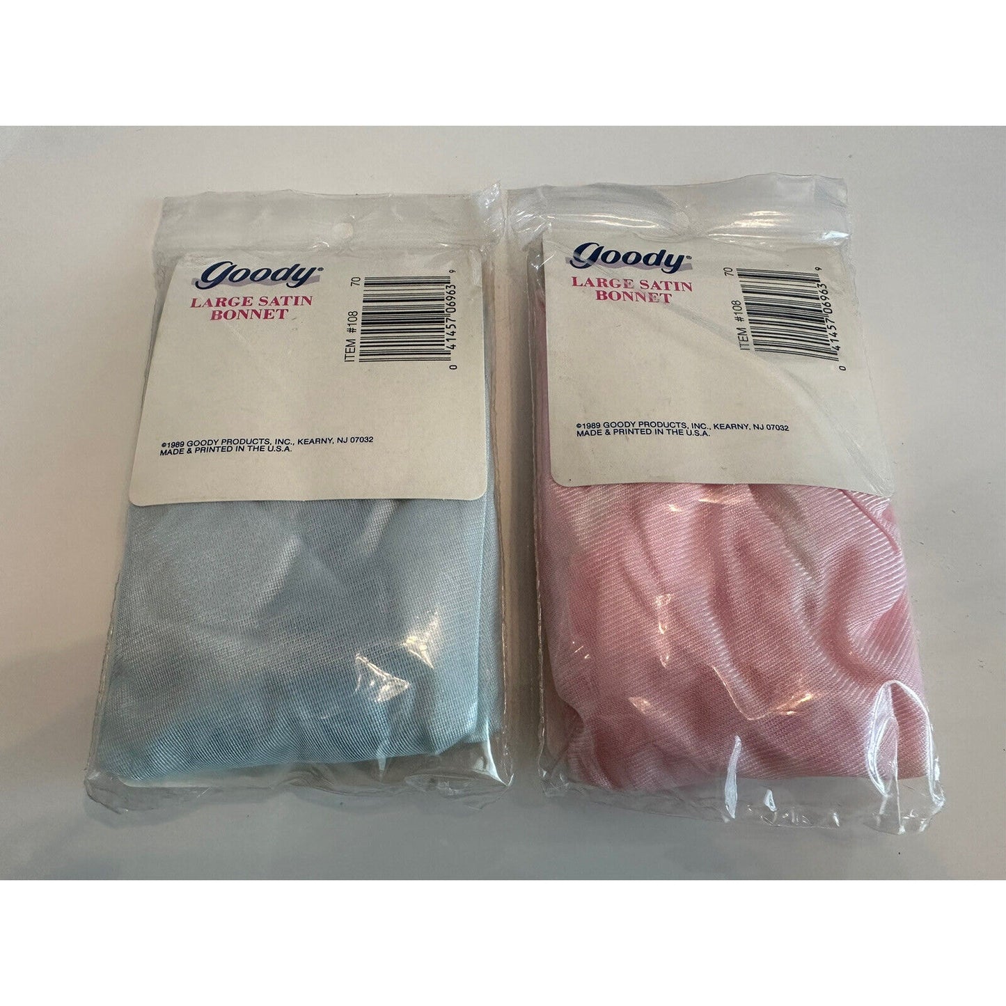 VINTAGE *NEW* Goody #108 1980's Combo Pink/Blue Large Satin Bonnets