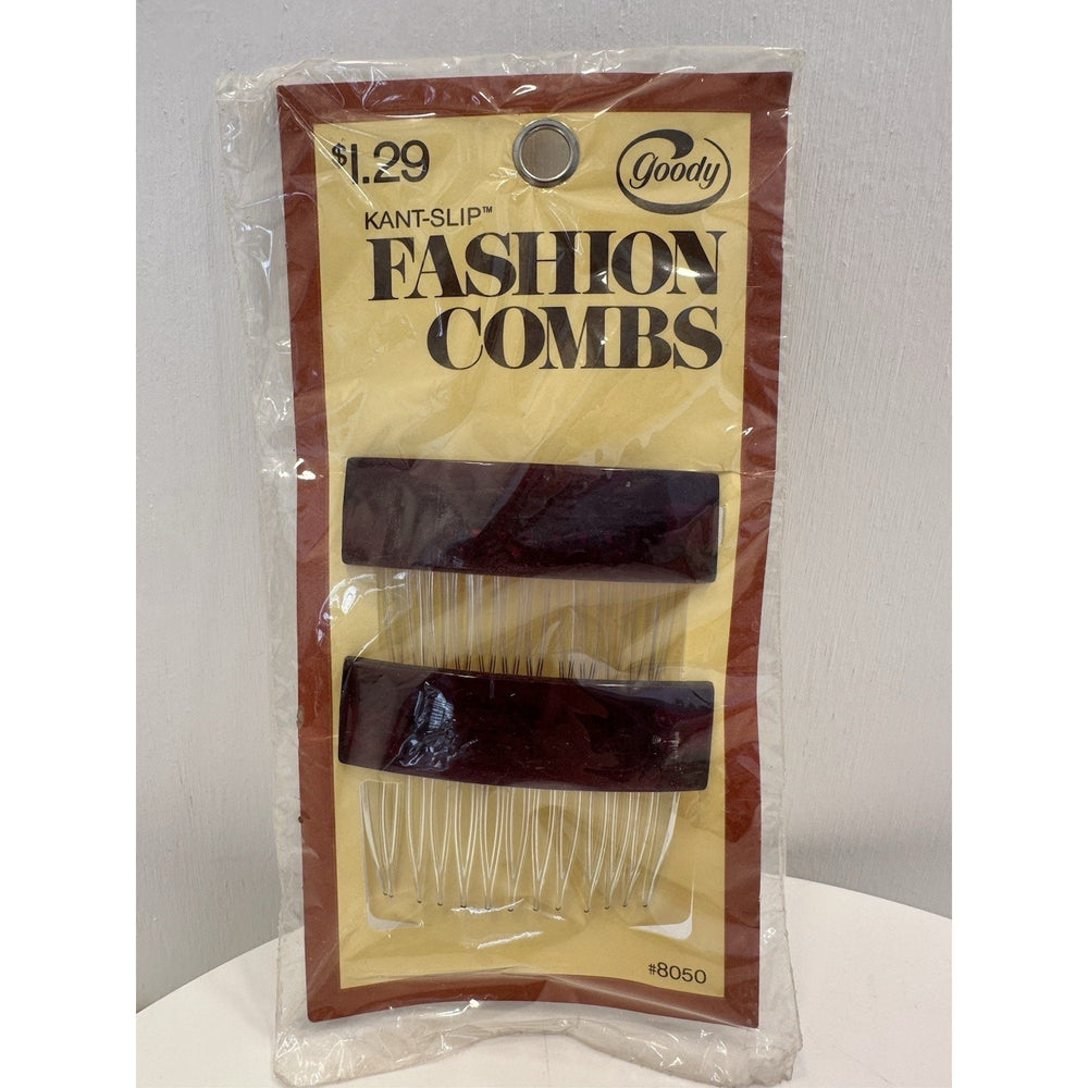 VINTAGE *NEW* 1975 Goody #8050 Kant-Slip Fashion Combs Brown USA