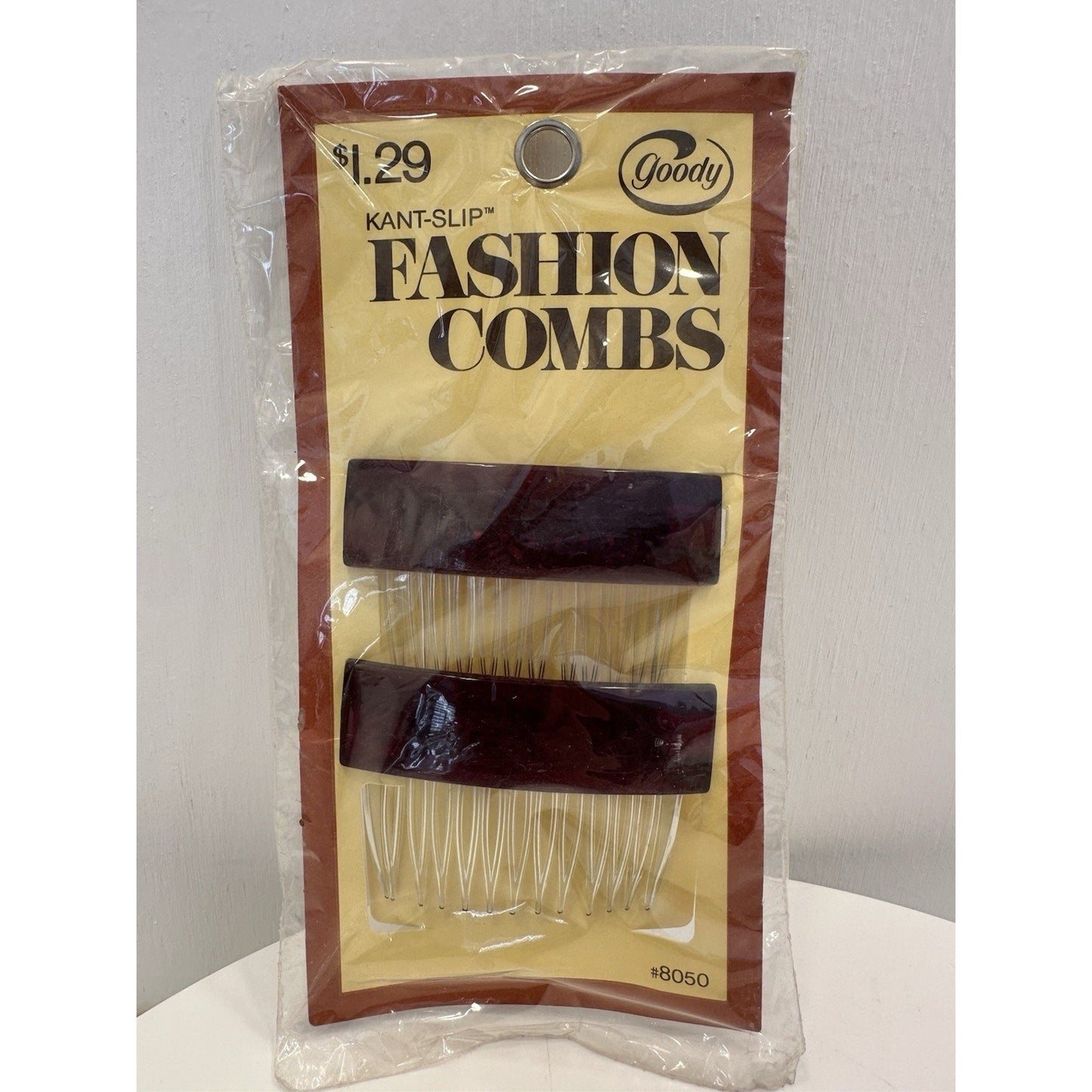 VINTAGE *NEW* 1975 Goody #8050 Kant-Slip Fashion Combs Brown USA