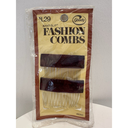 VINTAGE *NEW* 1975 Goody #8050 Kant-Slip Fashion Combs Brown USA