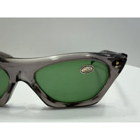 VINTAGE *NEW* 1970's Glam Unisex Sunglasses Gray Square Frame/Green Lens ITALY