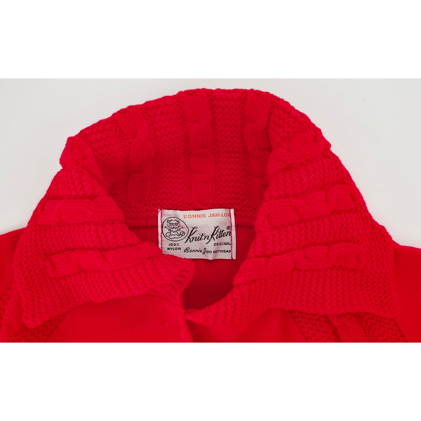 VINTAGE *NEW* 1960's Red Collared Women's Sweater w/Buttons 100% Nylon Size 38
