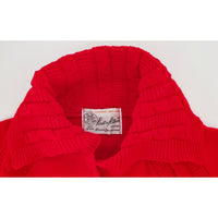 VINTAGE *NEW* 1960's Red Collared Women's Sweater w/Buttons 100% Nylon Size 38
