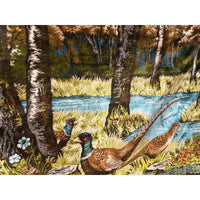 VINTAGE *PRISTINE* 1960's The Covey Of Quail Moroccan Velvet Tapestry