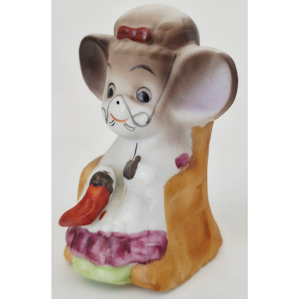 VINTAGE *NEW* 1960's Homco Grandma Mouse in Rocking Chair Ceramic Figurine Korea