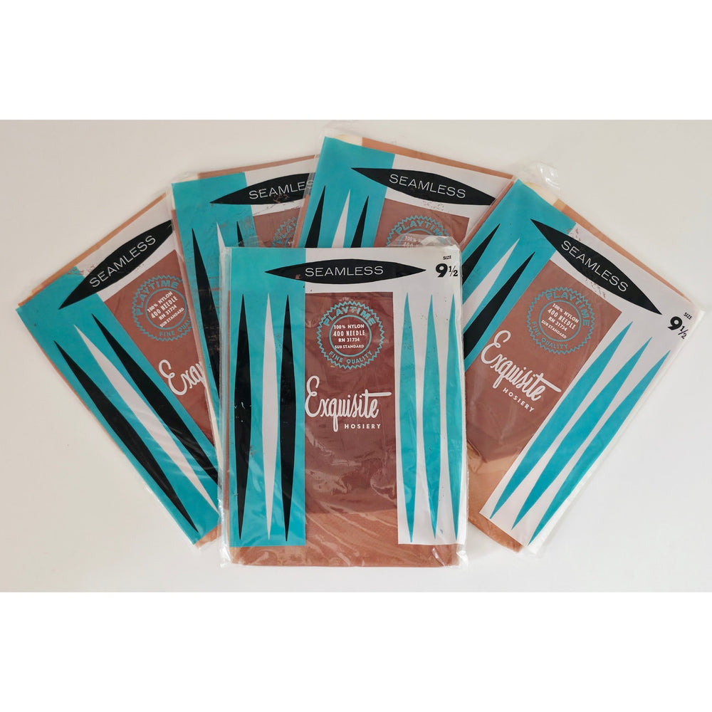 VINTAGE *NEW* 1960's Exquisite 400 Needle Seamless Pantyhose Size 9.5 Set of 5