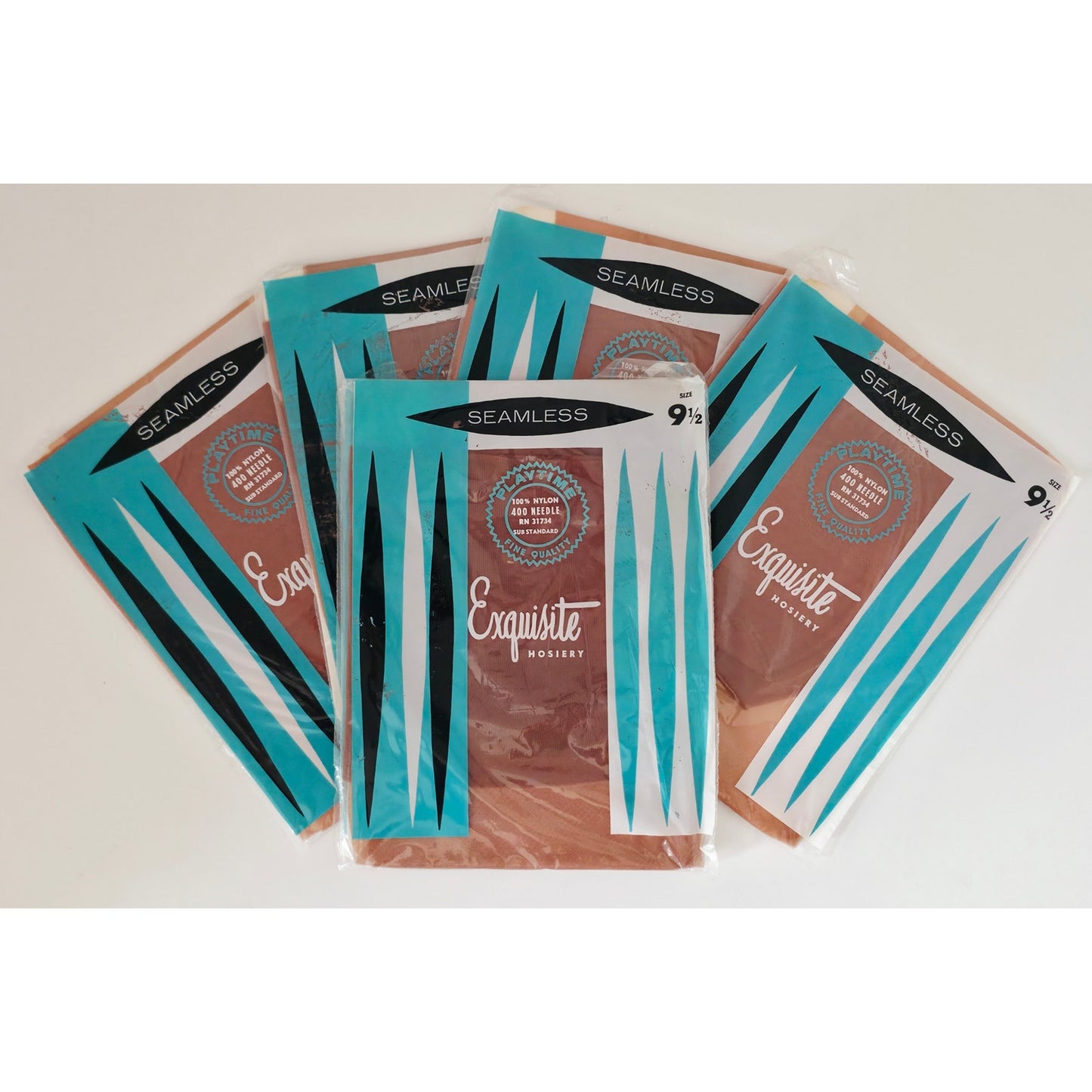 VINTAGE *NEW* 1960's Exquisite 400 Needle Seamless Pantyhose Size 9.5 Set of 5
