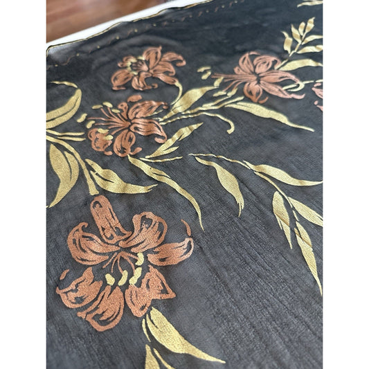 VINTAGE *NEW* 1950's Japanese Triple Sheer Rayon Scarf 30" x 30"