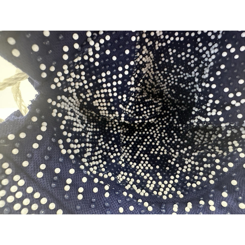 VINTAGE *NEW* 1970's Hand-Beaded Cinch Purse in Navy with White Beads