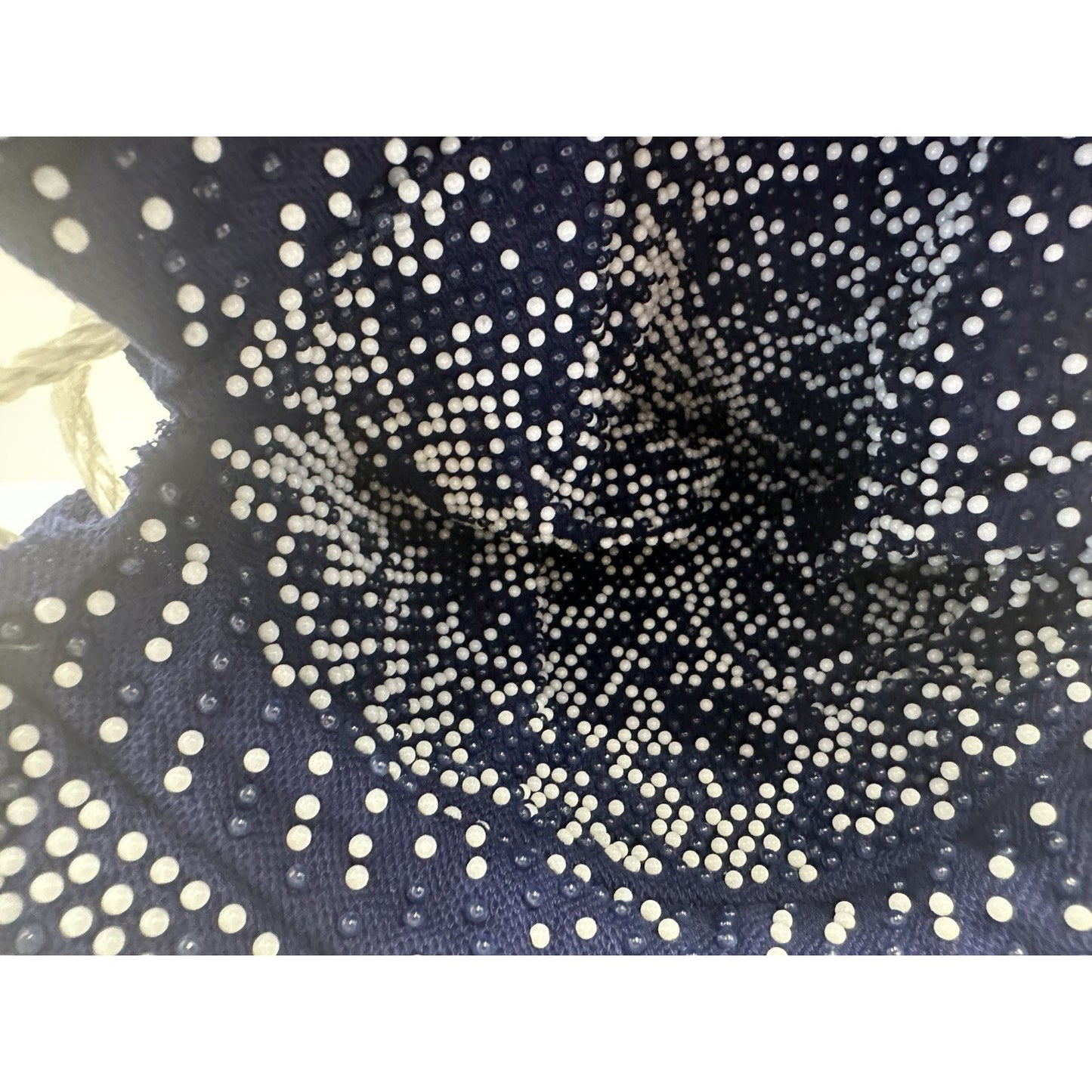 VINTAGE *NEW* 1970's Hand-Beaded Cinch Purse in Navy with White Beads