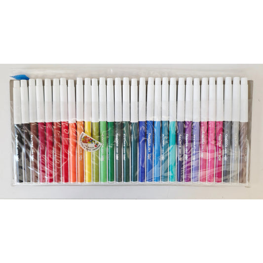 VINTAGE *NEW* 1970's Rainbow Felt-Tip Coloring Markers Set of 30 Italy