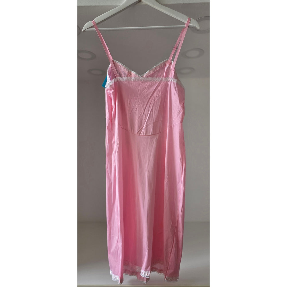 VINTAGE *NEW* 1960's Kayser Pink Slip  with White Lace Trim 100% Nylon Size 34