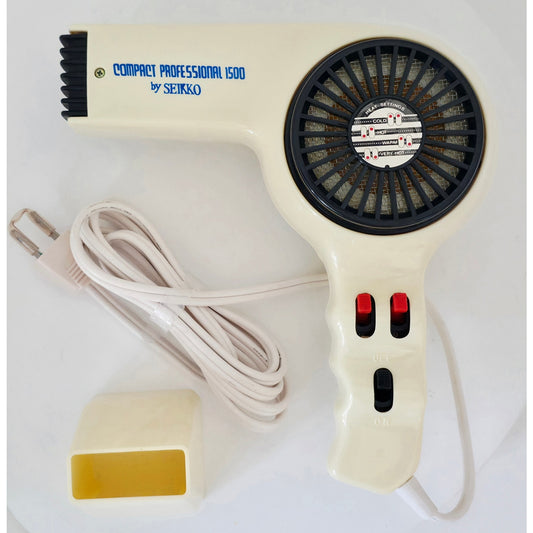 VINTAGE *NEW* 1970's Seikko SE 1500w White Compact Pro Styler Hair Dryer