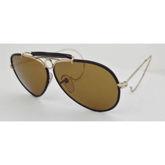 VINTAGE *NEW* 1970's Ray Max Gold Frame with Brown Smoke Lens Aviator Sunglasses