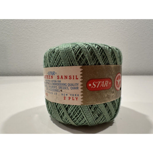 VINTAGE *NEW* Star Sillateen Sansil Crochet Knitting 102 Green 40-75 Yrds