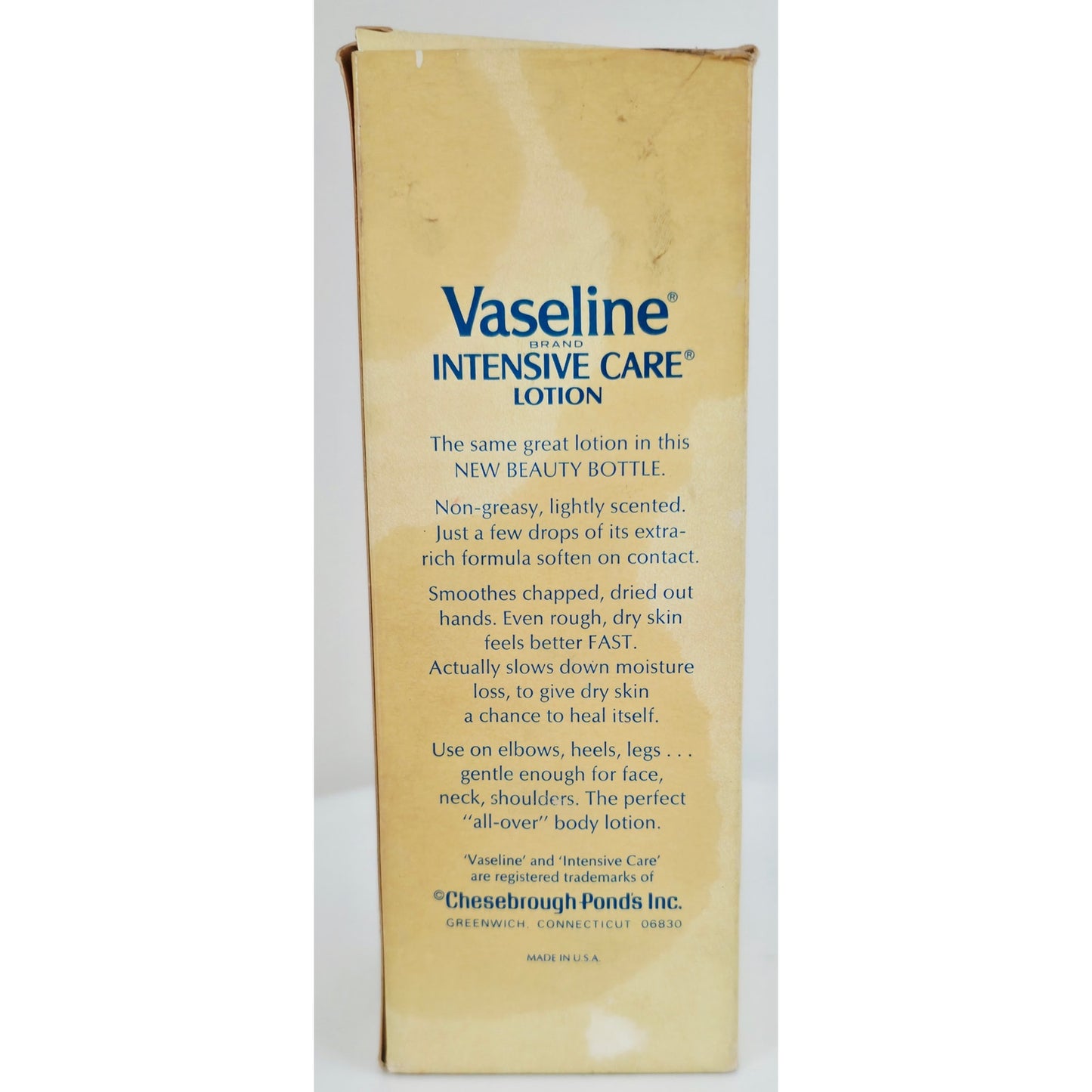 VINTAGE *NEW* 1970's Vaseline Intensive Care Lotion Glass Bottle Original Box