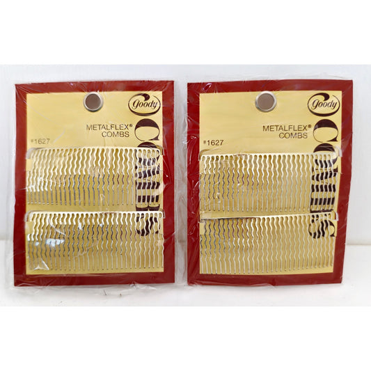 VINTAGE *NEW* 1975 Goody #1627 Metalflex Silver Fashion Combs Set of 4 USA