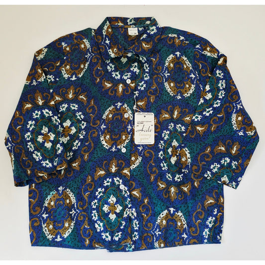 VINTAGE *NEW* 1960's Dupont Women's Multi-color Paisley Shirt Size 34 (4-6)