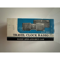 VINTAGE *NEW* 1960's/1970's Travel Clock Radio, Open/Shut Black Case