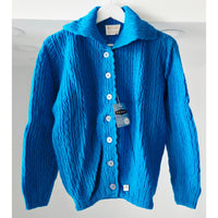 VINTAGE *NEW* 1970's Zephyr Maid Women's Blue Cable Stitch Sweater Size 38
