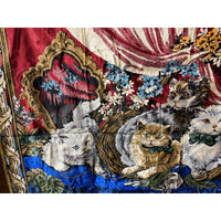 VINTAGE *PRISTINE* 1960's Cat Party Italian Velvet Tapestry