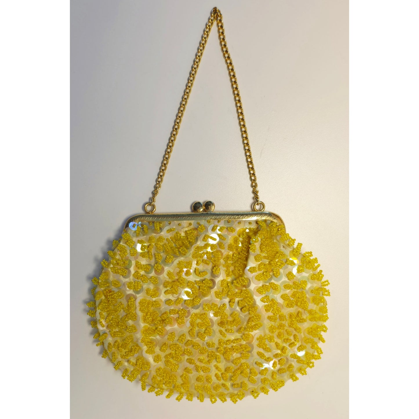 VINTAGE *NEW* 1960's  Fancy Beaded Clutch Purse Gold with Short Strap