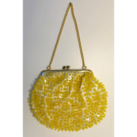 VINTAGE *NEW* 1960's  Fancy Beaded Clutch Purse Gold with Short Strap