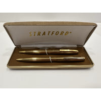 VINTAGE *NEW* Stratford Gold Pen & Pencil Set Ballpoint & Mechanical in Case